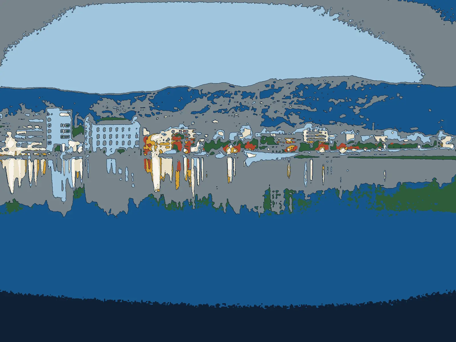 Illustration after a photo: the Volos waterfront at night